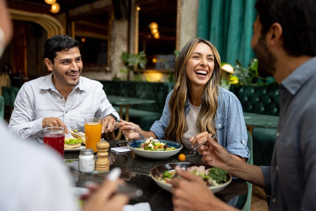 Friends enjoying a meal together